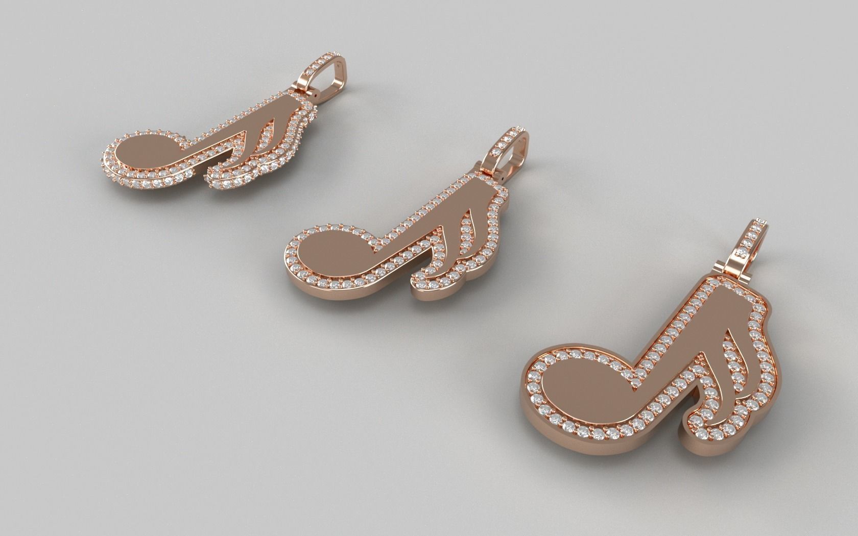 Music Note Pendants - Semiquaver v1 3D print model_1