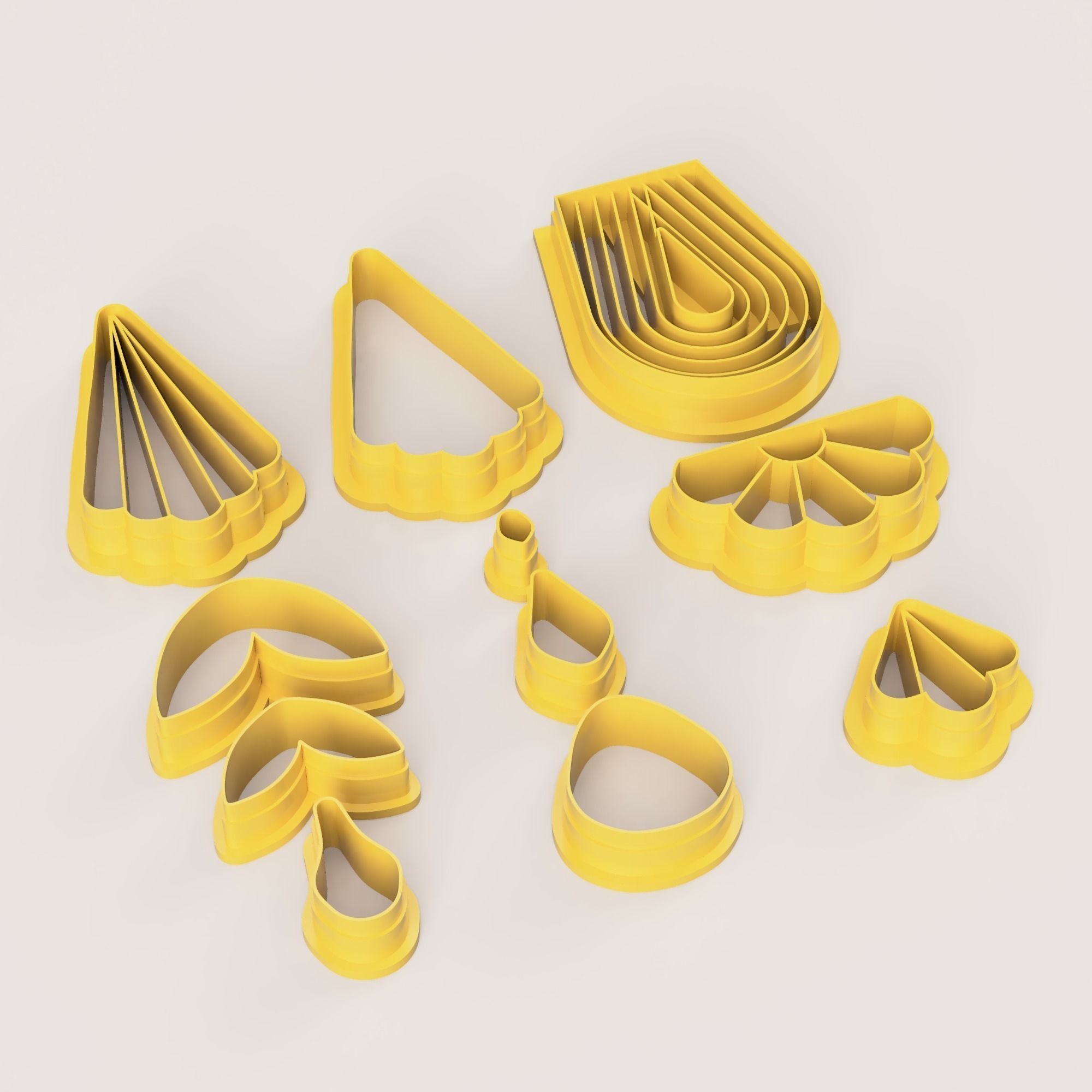 BOHO FLOWERS POLYMER CLAY CUTTER 3D print model_3