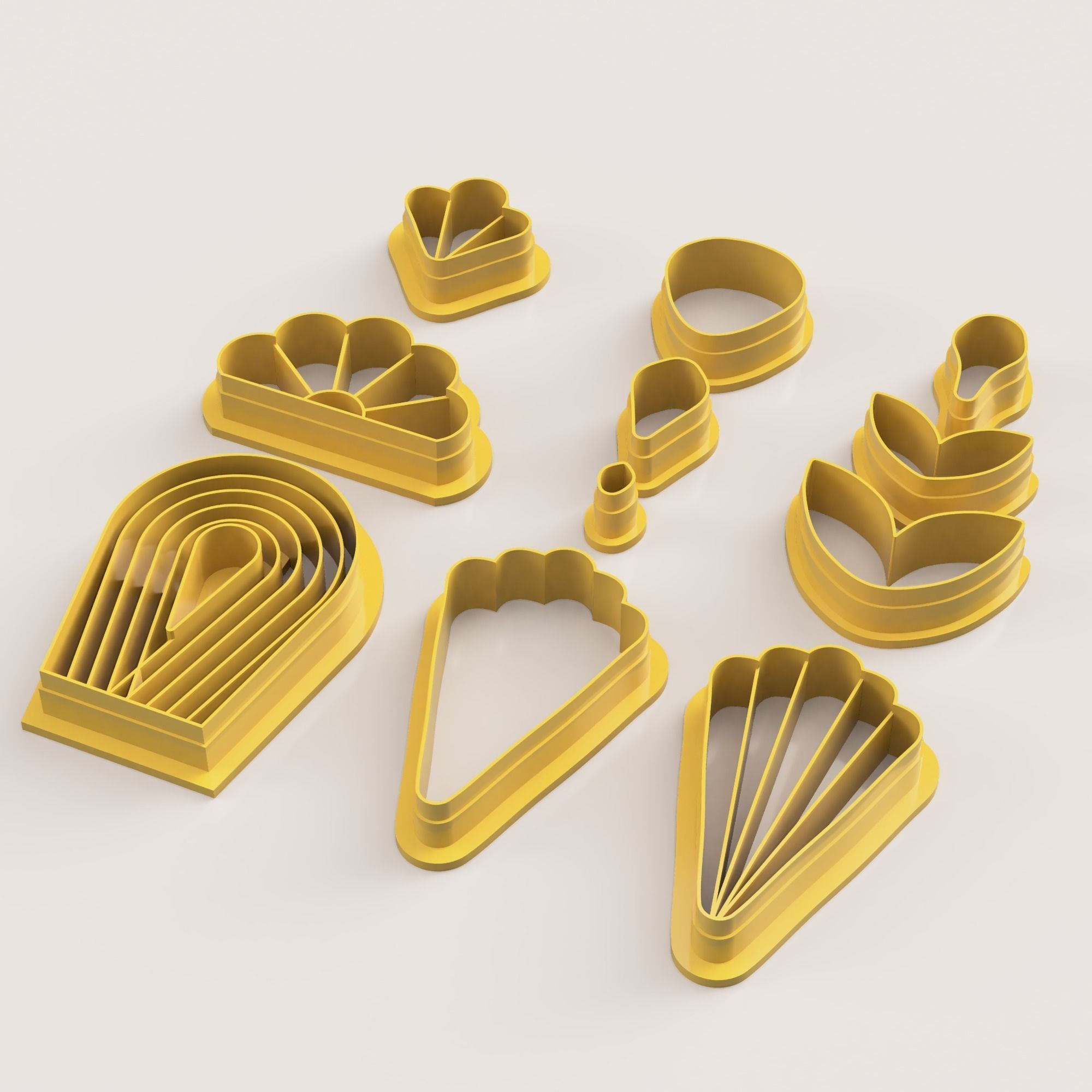 BOHO FLOWERS POLYMER CLAY CUTTER 3D print model_5