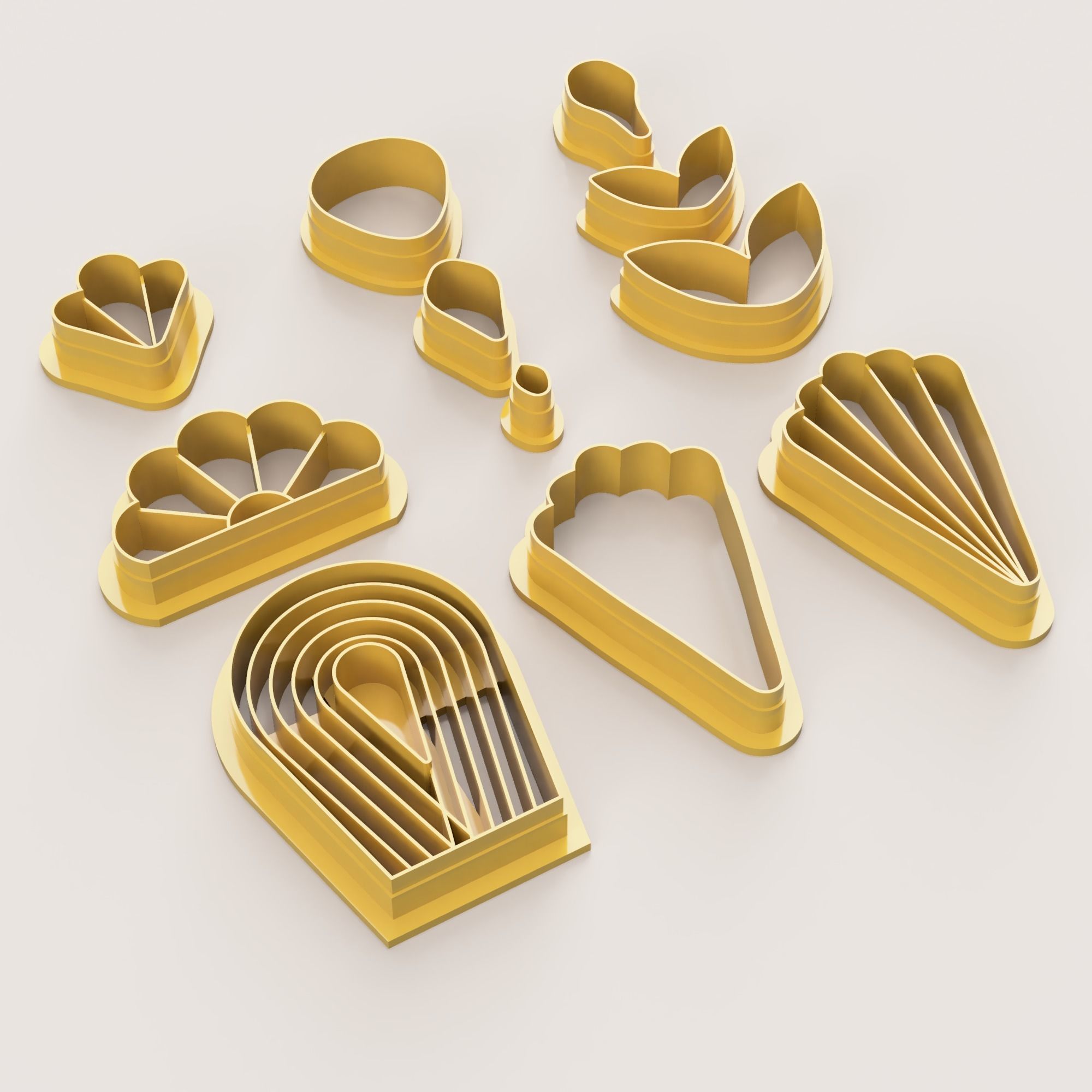 BOHO FLOWERS POLYMER CLAY CUTTER 3D print model_4