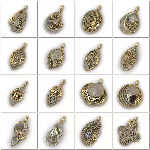 53 Files - Women Pendant Ready STL 3DM Models Womens Necklace 3D