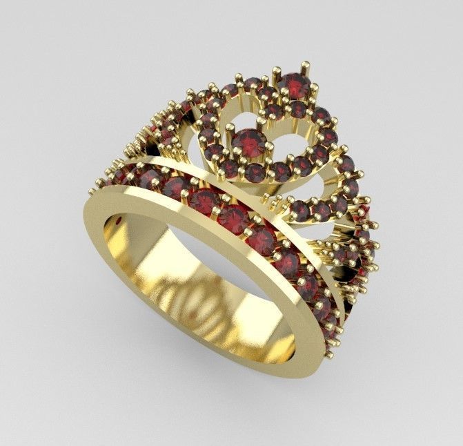 Anillo corona de 15 talla 6 5 gramos 3D print model_4