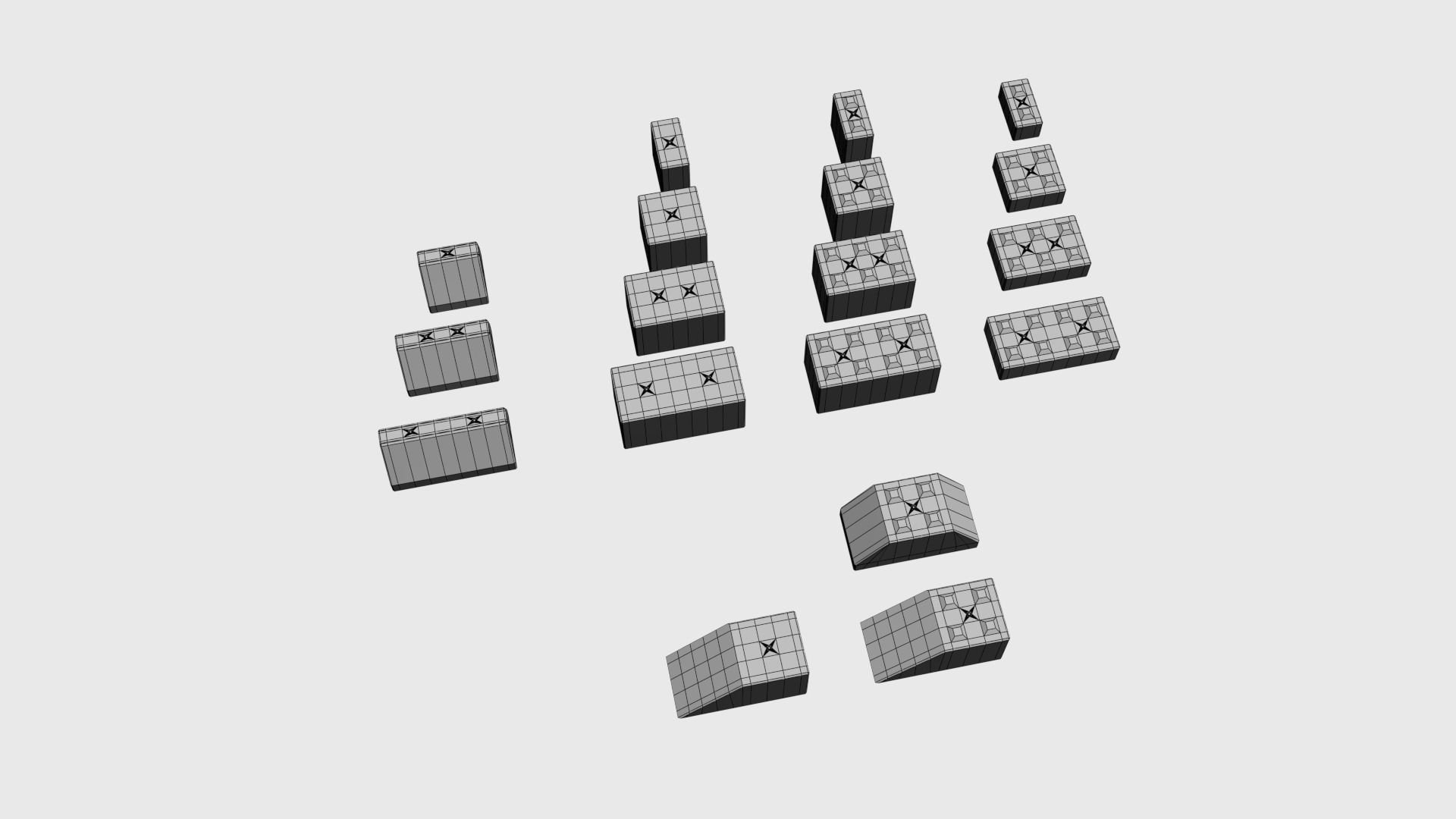 Modular concrete building blocks Low-poly 3D model_20