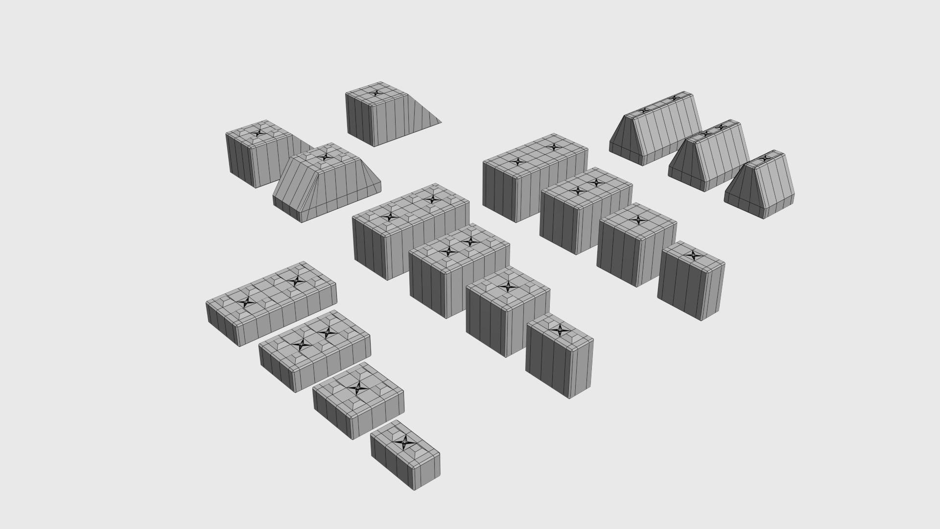 Modular concrete building blocks Low-poly 3D model_18