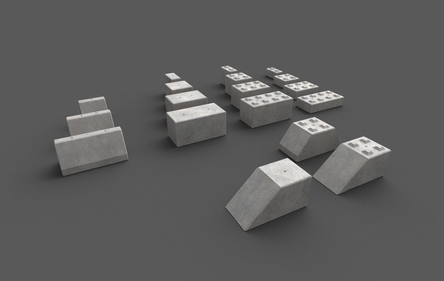 Modular concrete building blocks Low-poly 3D model_13