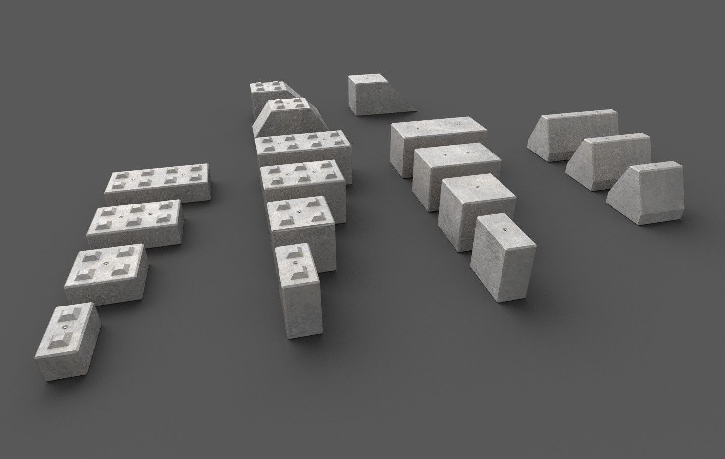 Modular concrete building blocks Low-poly 3D model_8