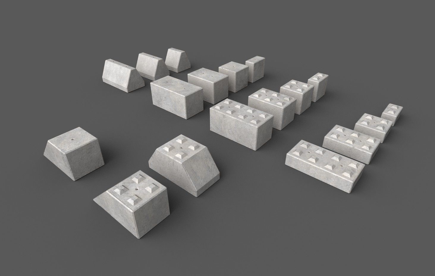 Modular concrete building blocks Low-poly 3D model_12