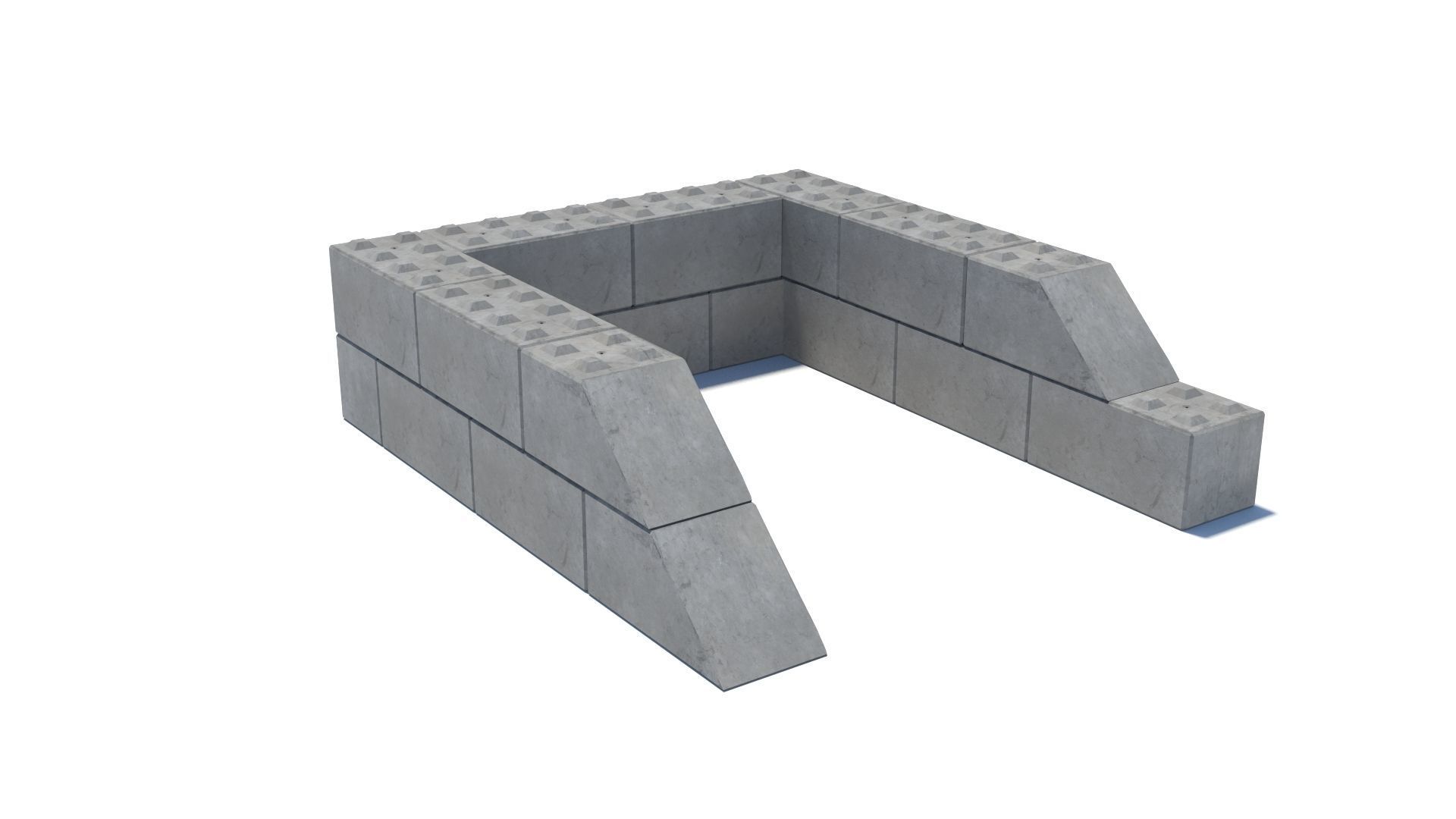 Modular concrete building blocks Low-poly 3D model_2