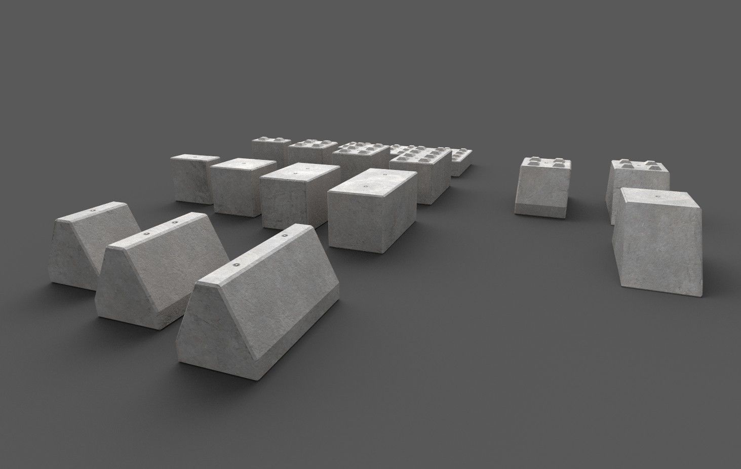 Modular concrete building blocks Low-poly 3D model_14