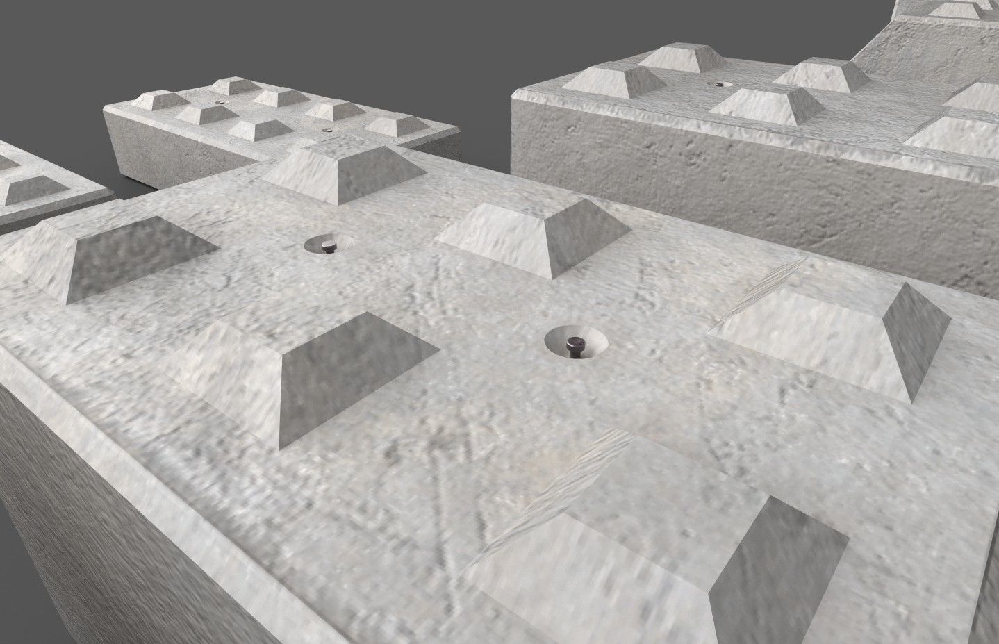 Modular concrete building blocks Low-poly 3D model_16