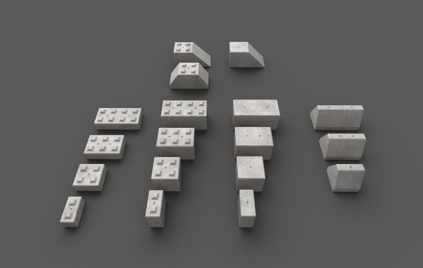 Modular concrete building blocks Low-poly 3D model_24