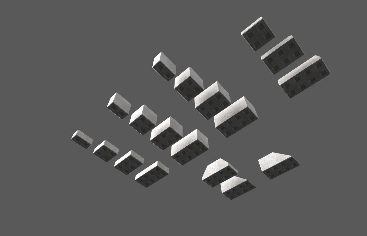 Modular concrete building blocks Low-poly 3D model_4