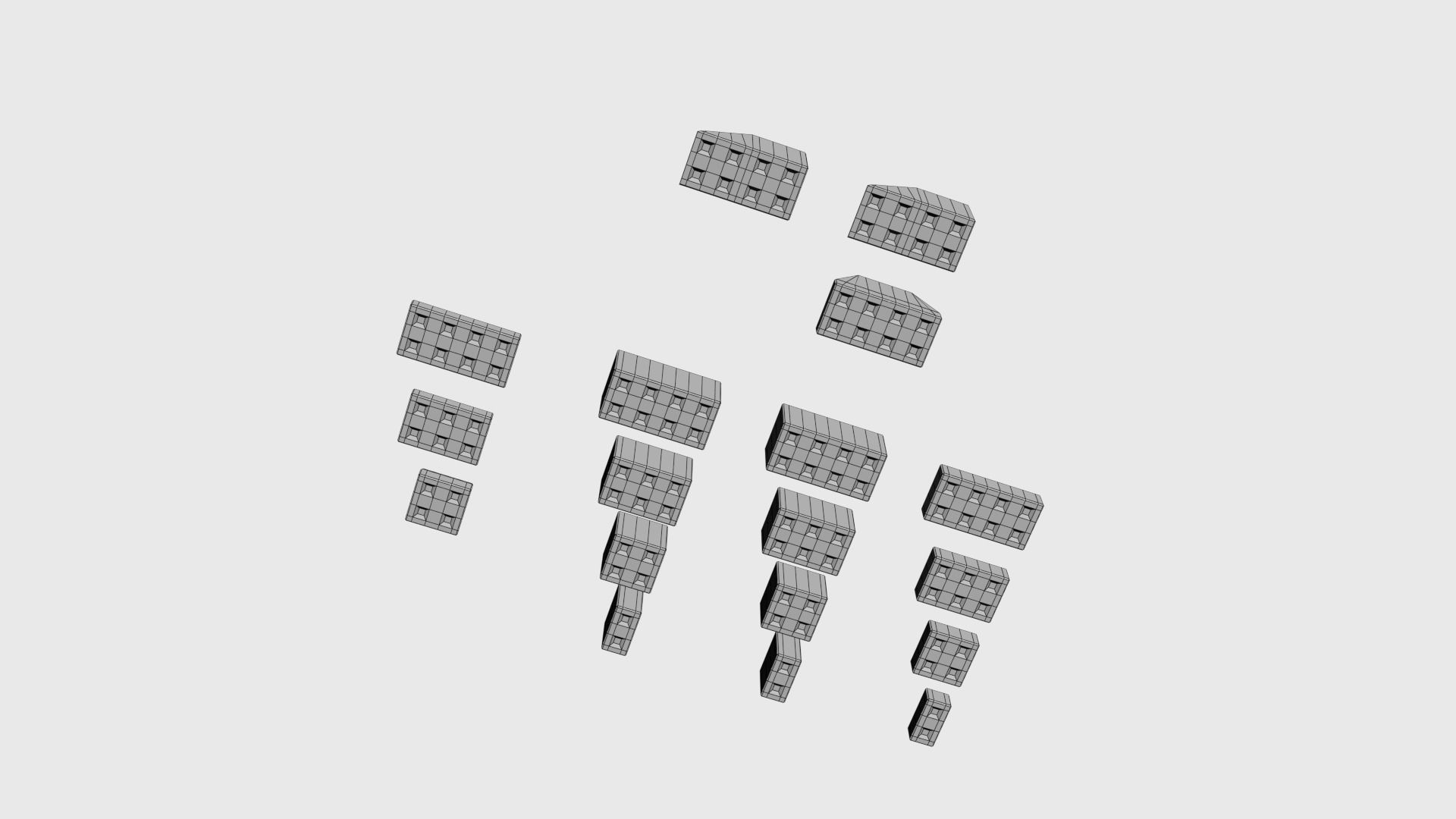 Modular concrete building blocks Low-poly 3D model_21