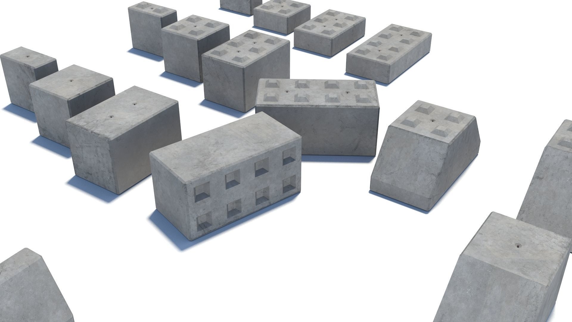 Modular concrete building blocks Low-poly 3D model_3