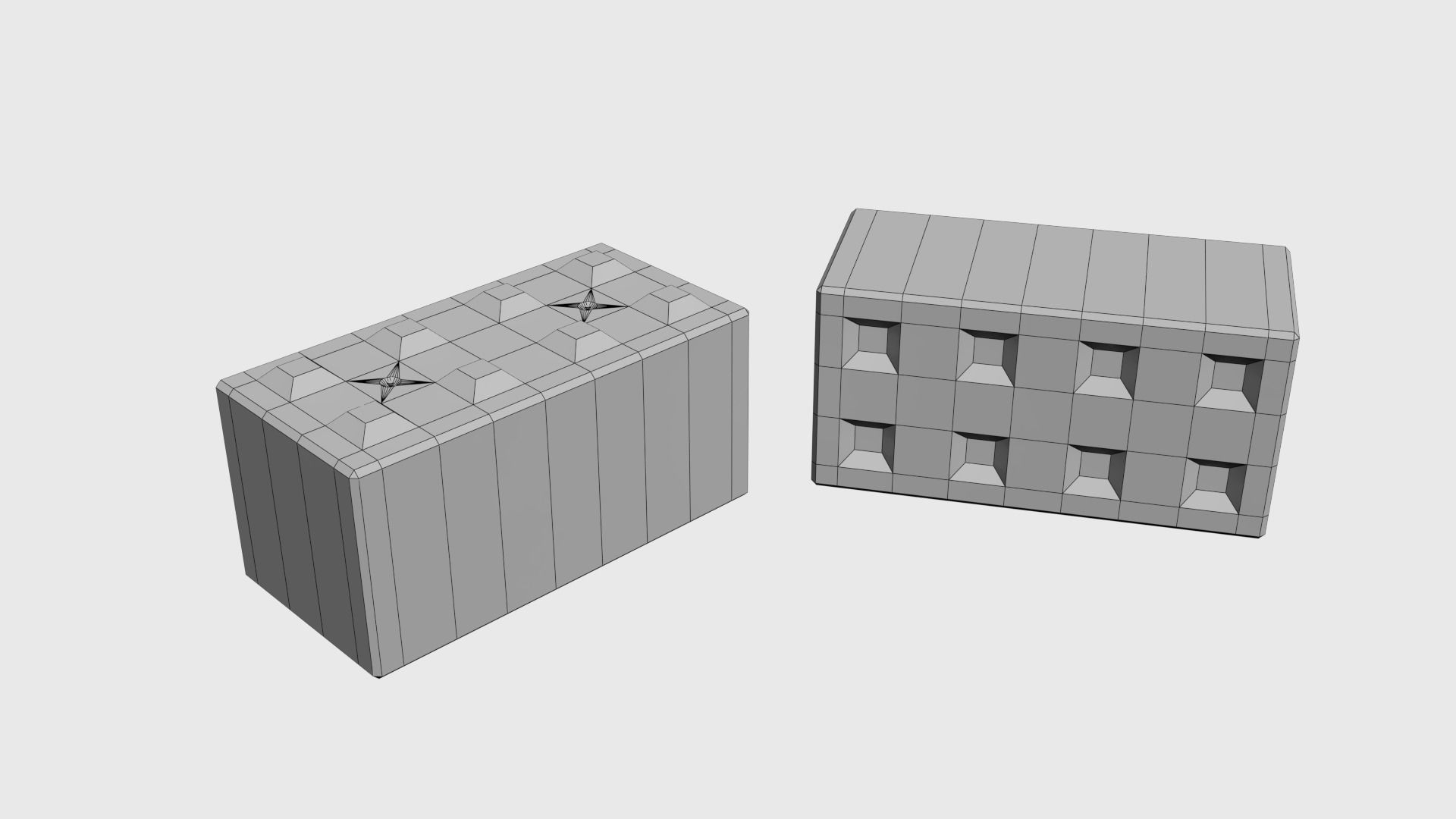 Modular concrete building blocks Low-poly 3D model_1