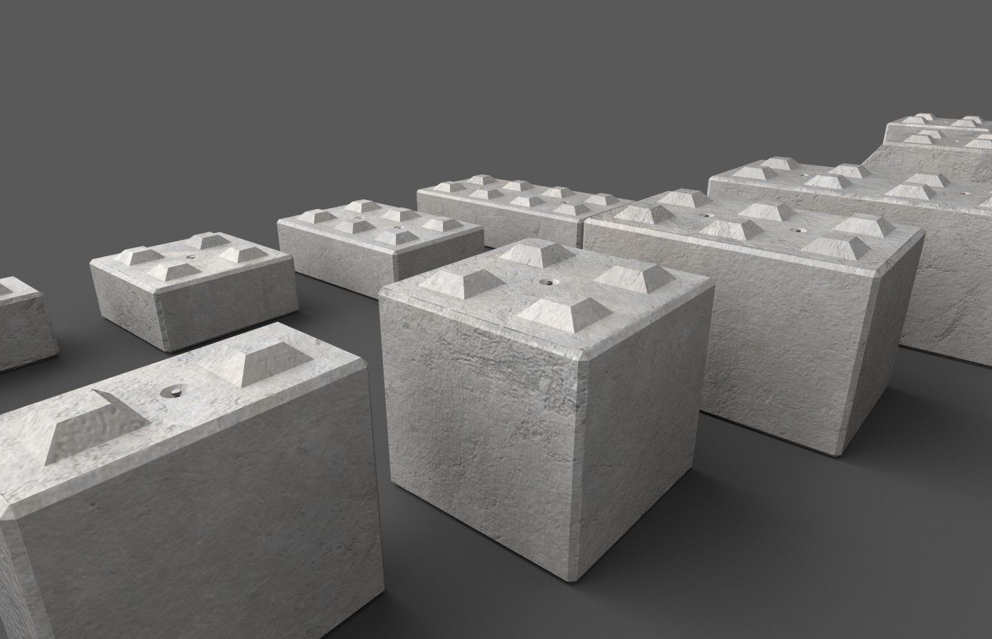 Modular concrete building blocks Low-poly 3D model_5