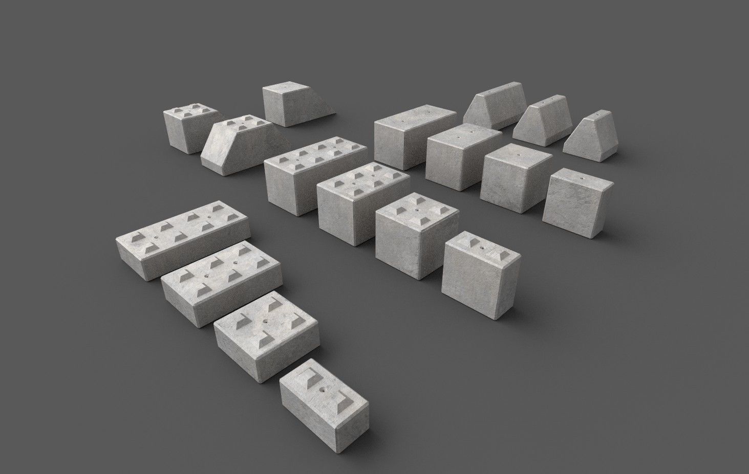 Modular concrete building blocks Low-poly 3D model_10