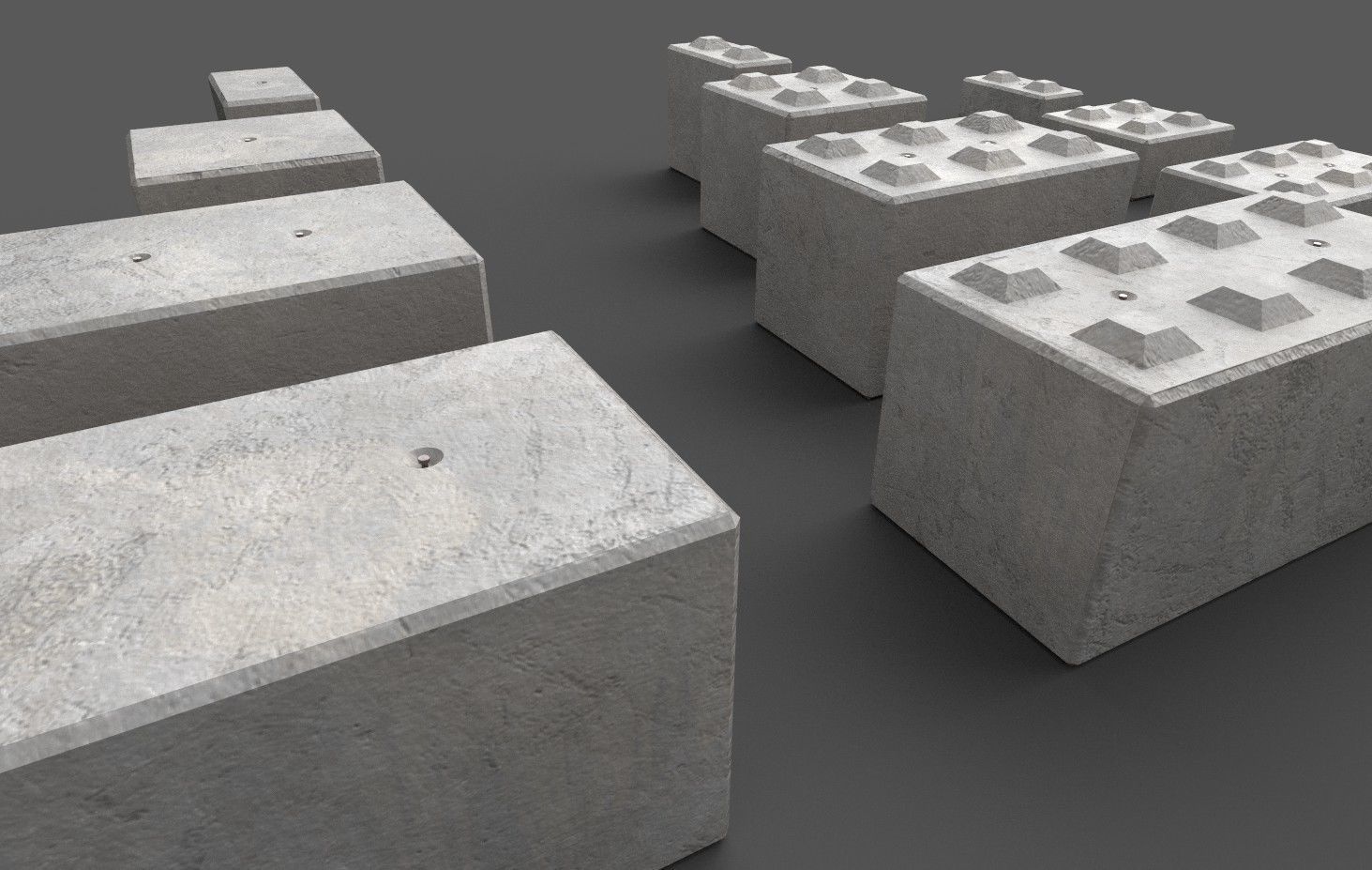 Modular concrete building blocks Low-poly 3D model_15