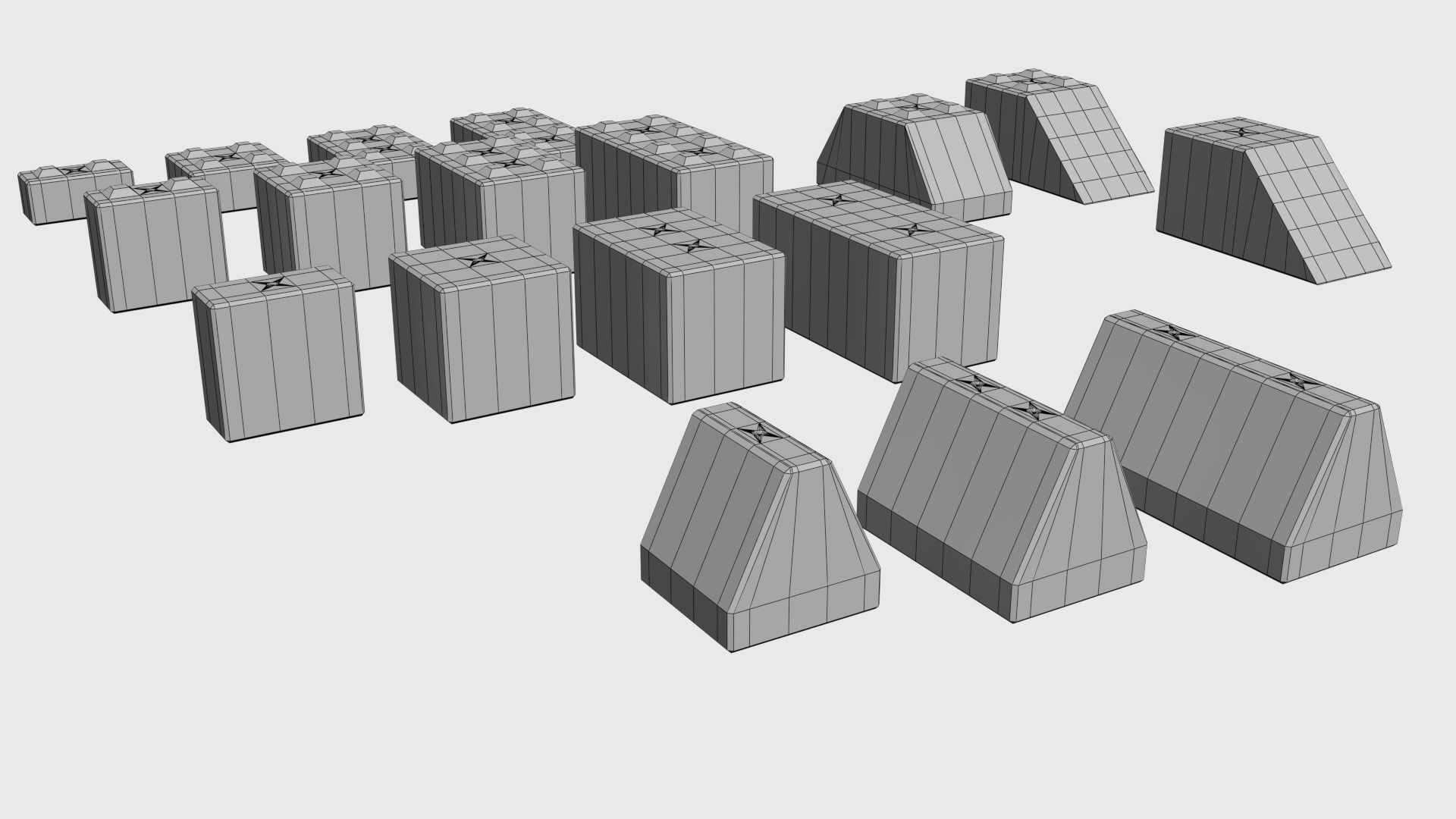 Modular concrete building blocks Low-poly 3D model_19