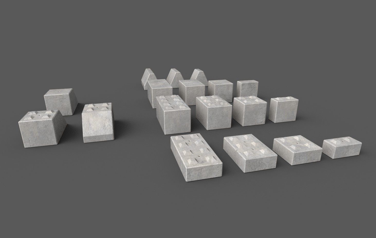 Modular concrete building blocks Low-poly 3D model_11