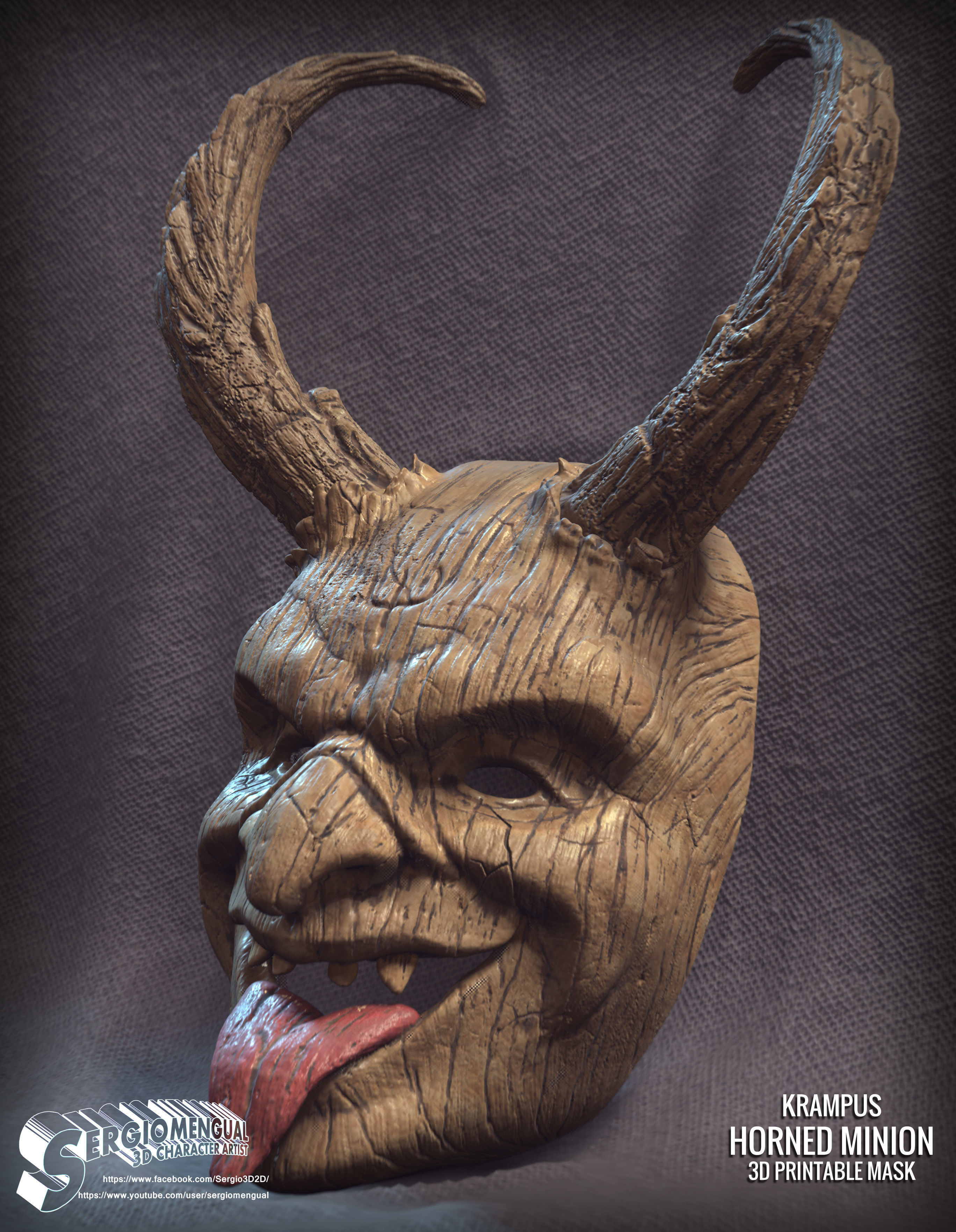 Krampus Horned Minion 3D printable mask 3D print model_1