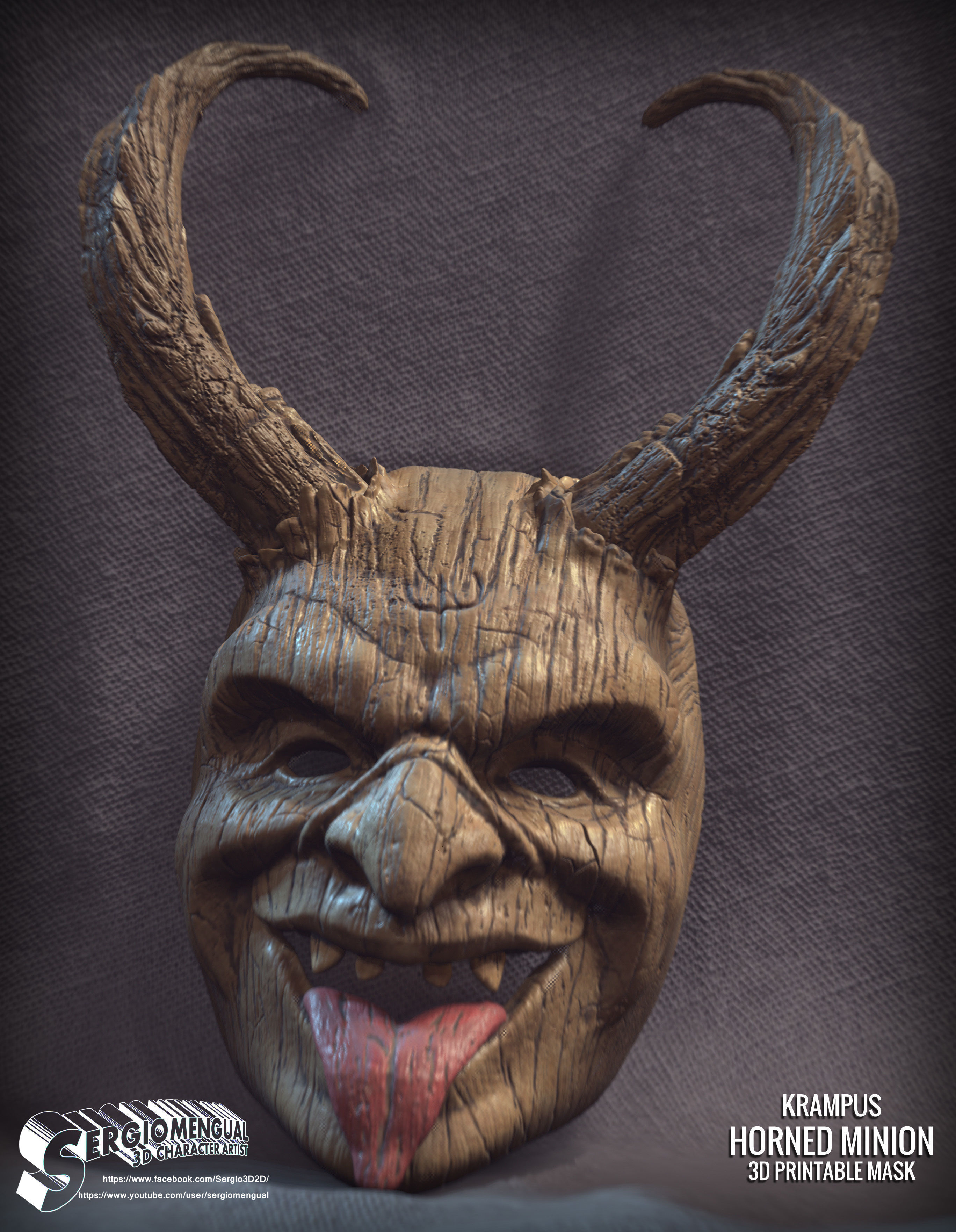 Krampus Horned Minion 3D printable mask 3D print model_2