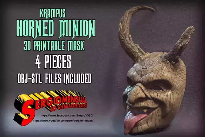 Krampus Horned Minion 3D printable mask 3D print model