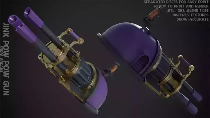Arcane Jinx Pow Pow Gun for Cosplay 3D print model