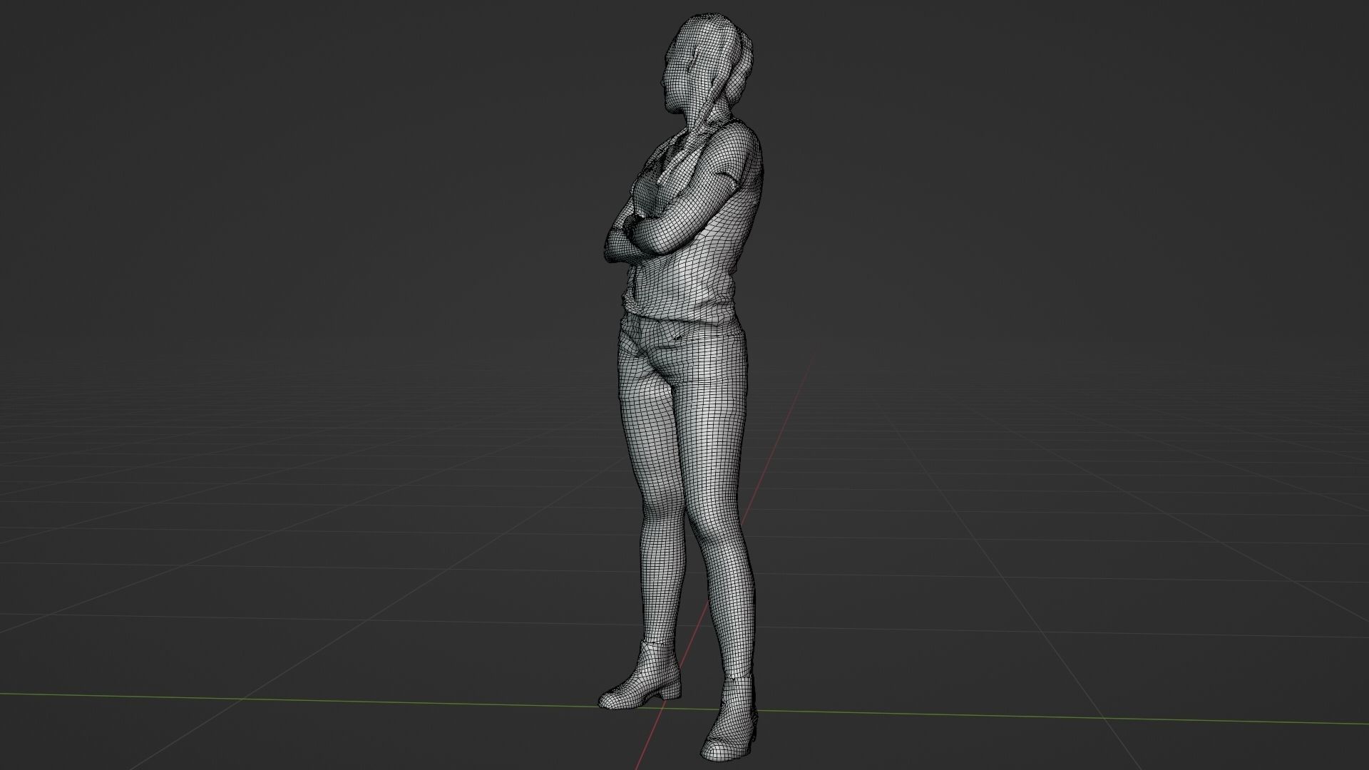 Woman standing crossed arms - posed 3D photo scan Low-poly 3D model_11