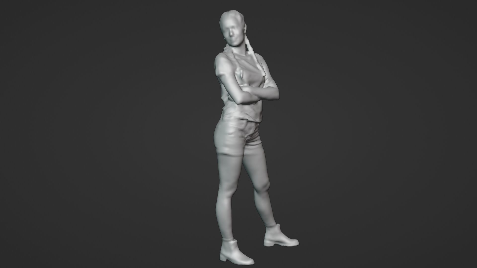 Woman standing crossed arms - posed 3D photo scan Low-poly 3D model_4