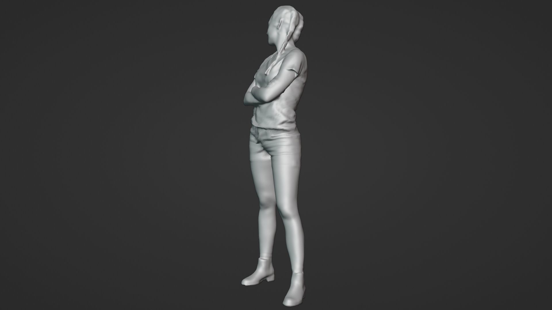 Woman standing crossed arms - posed 3D photo scan Low-poly 3D model_10