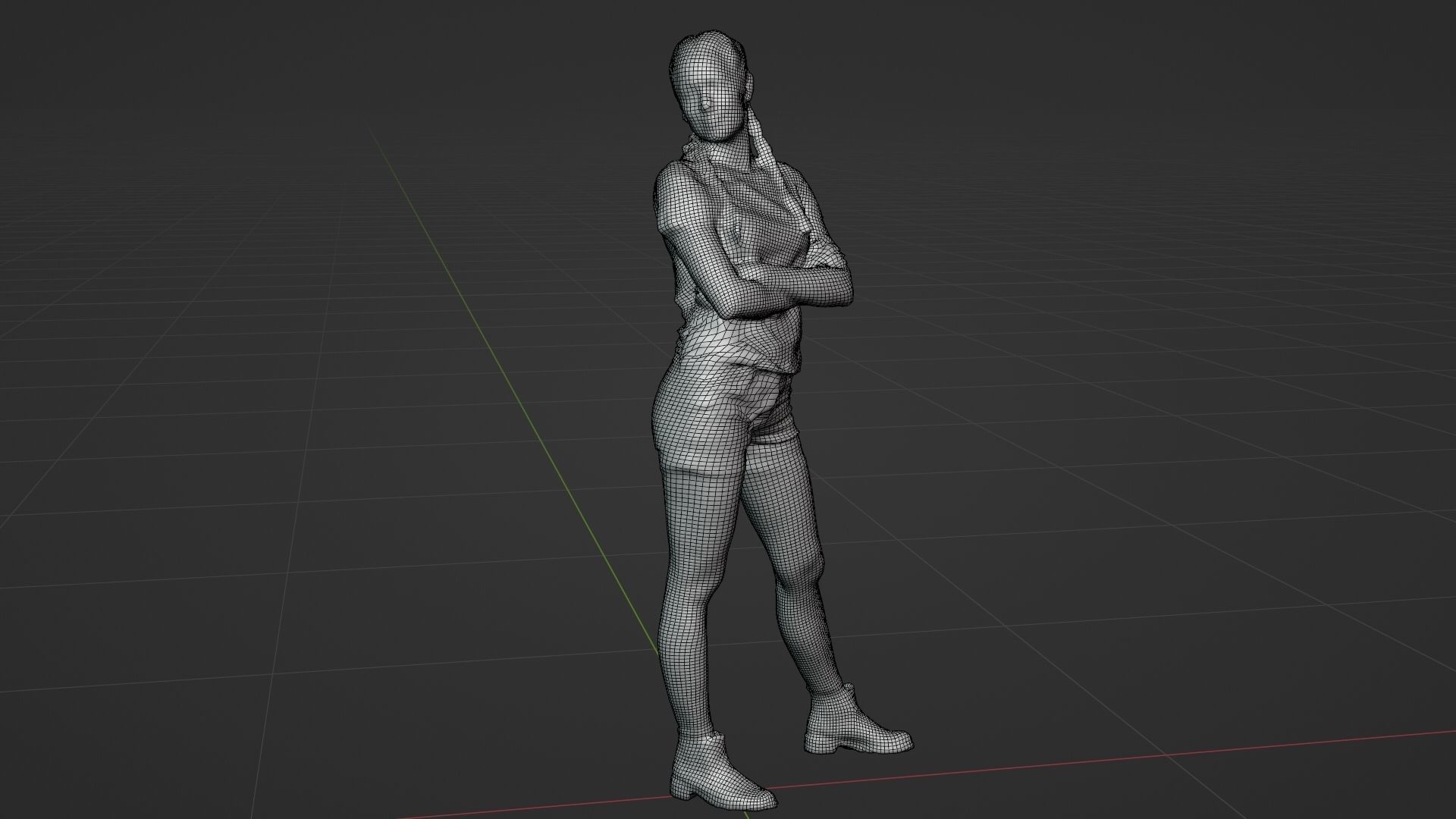 Woman standing crossed arms - posed 3D photo scan Low-poly 3D model_5