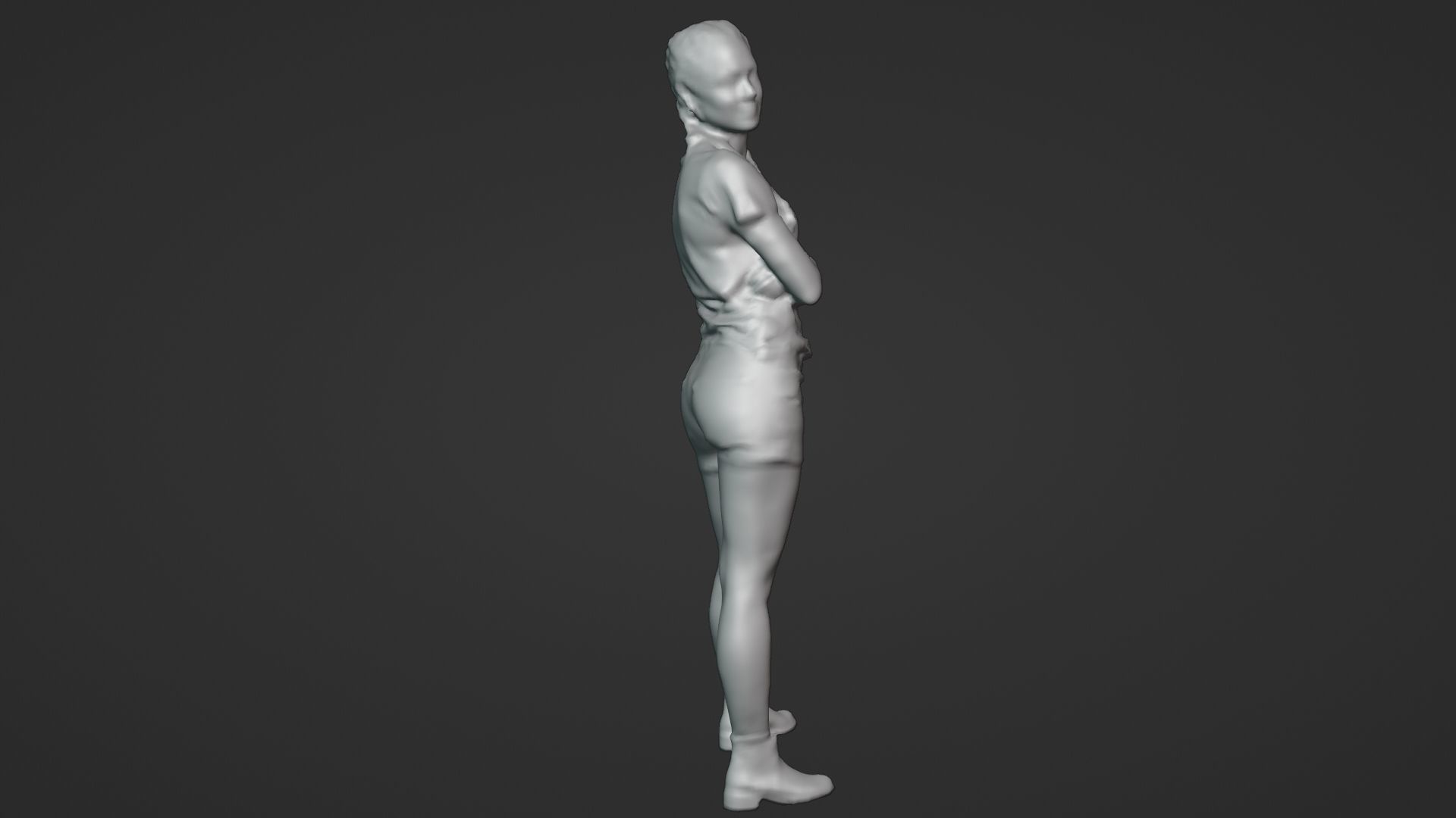 Woman standing crossed arms - posed 3D photo scan Low-poly 3D model_7