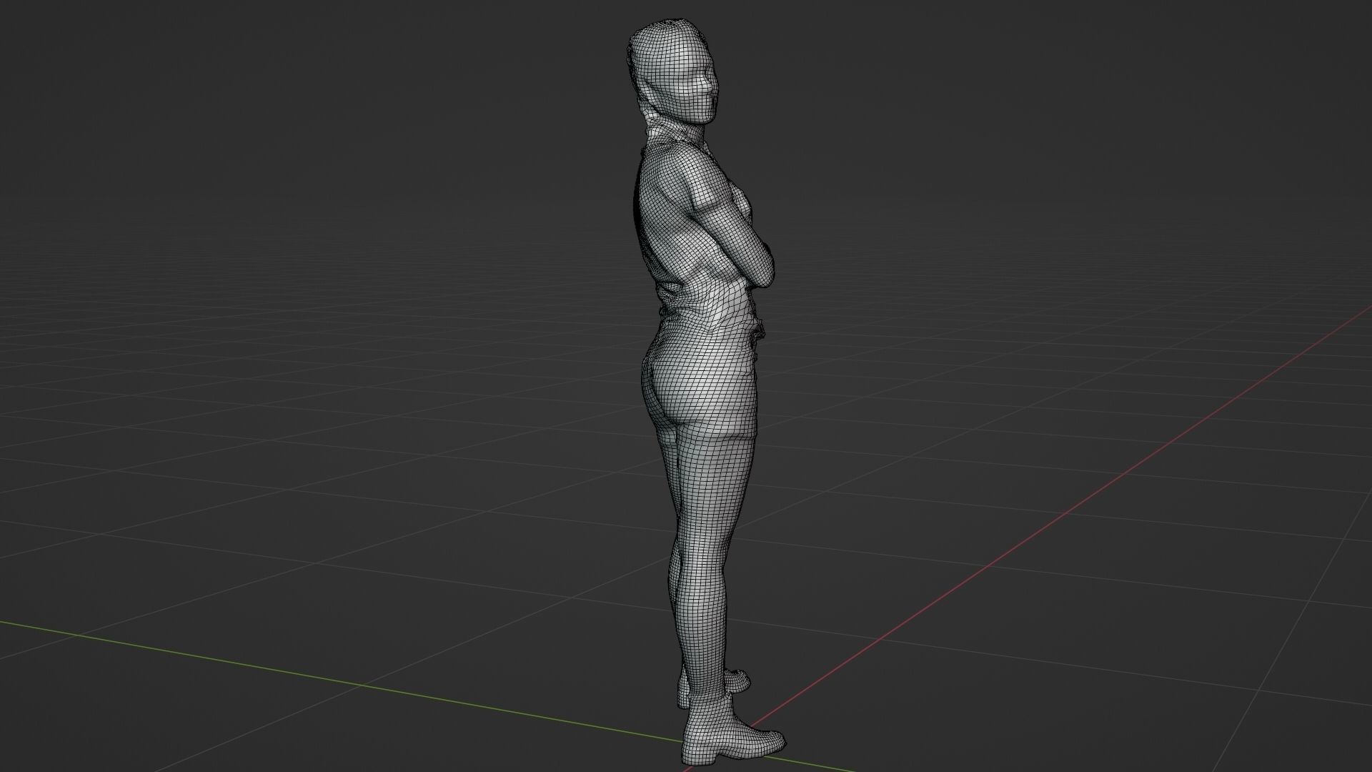 Woman standing crossed arms - posed 3D photo scan Low-poly 3D model_8