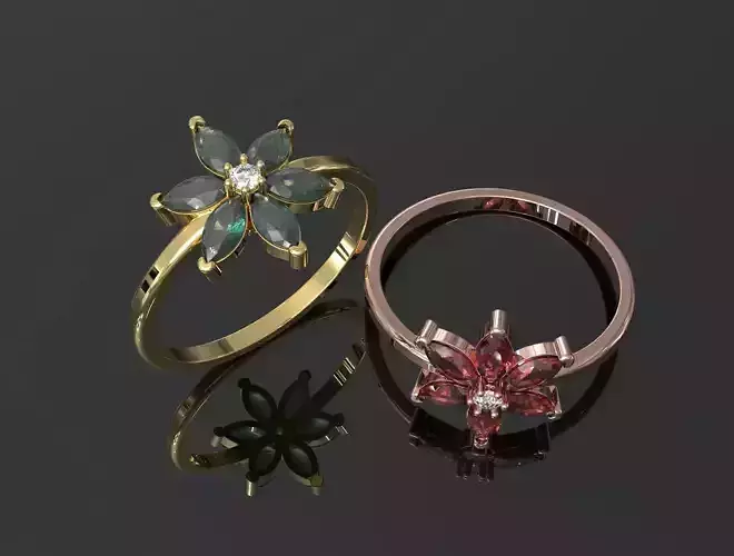 Flower Gemstone Ring