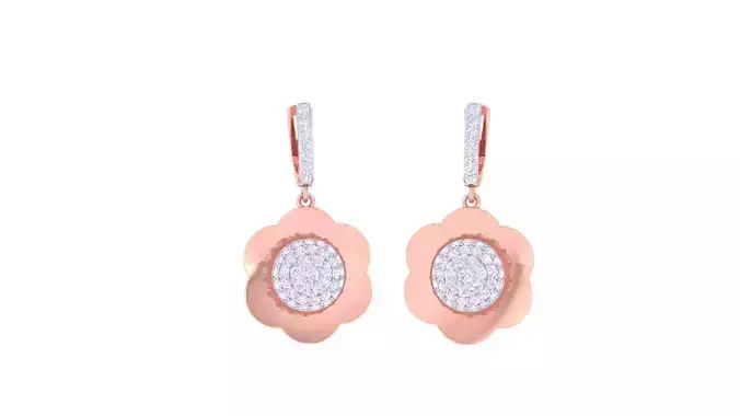 Flower Women Drop Earrings 3dm stl 3mf obj glb gltf render 3D print model