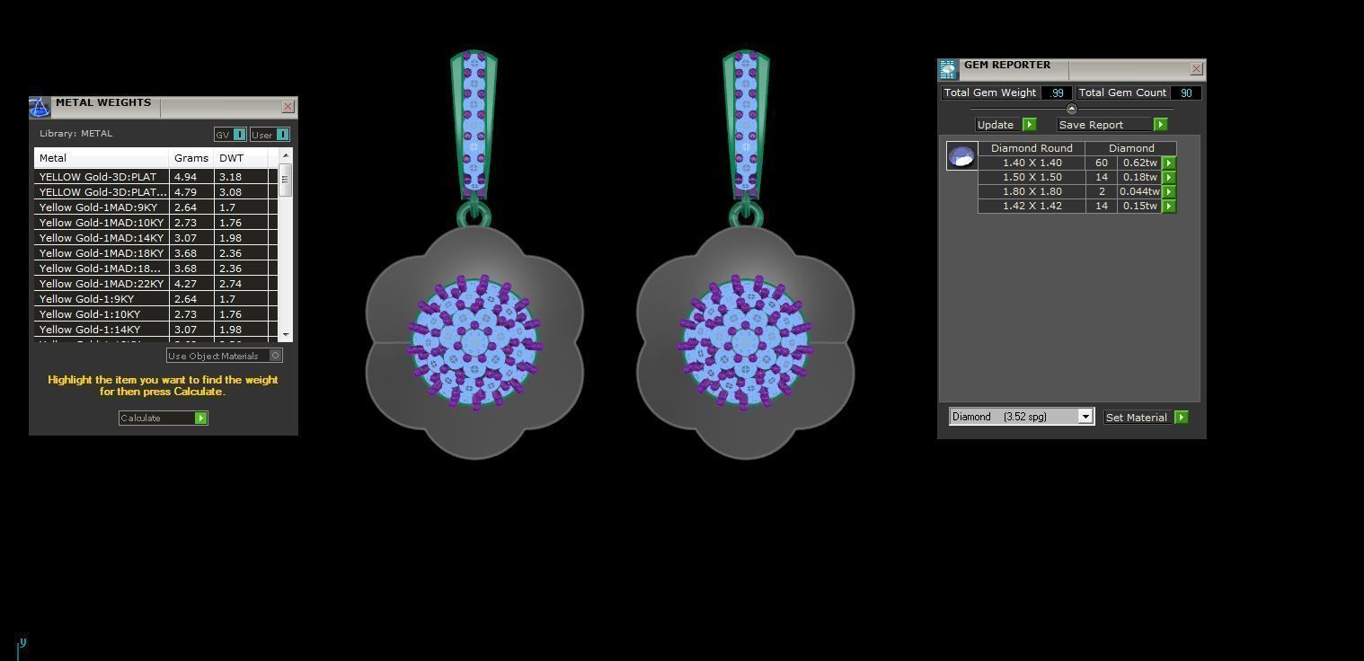 Flower Women Drop Earrings 3dm stl 3mf obj glb gltf render 3D print model_3