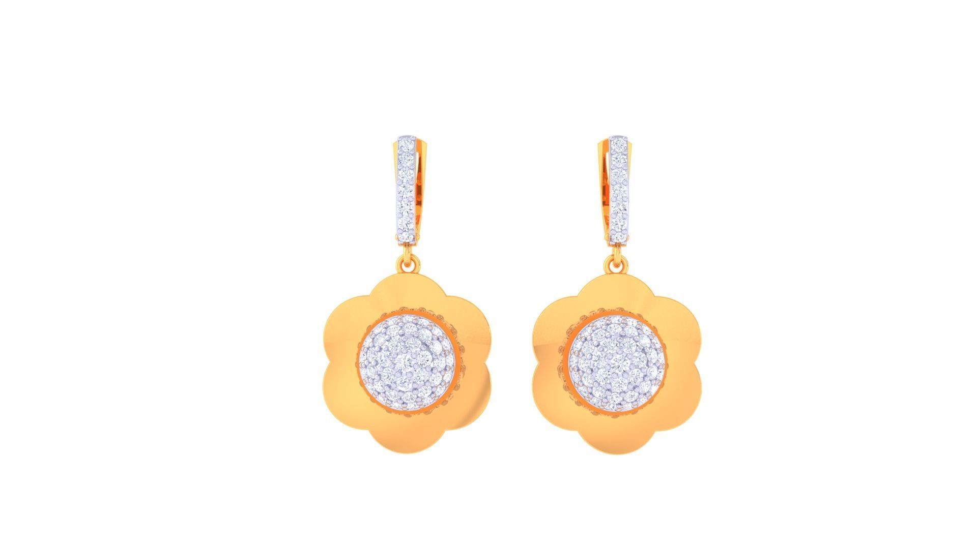 Flower Women Drop Earrings 3dm stl 3mf obj glb gltf render 3D print model_7