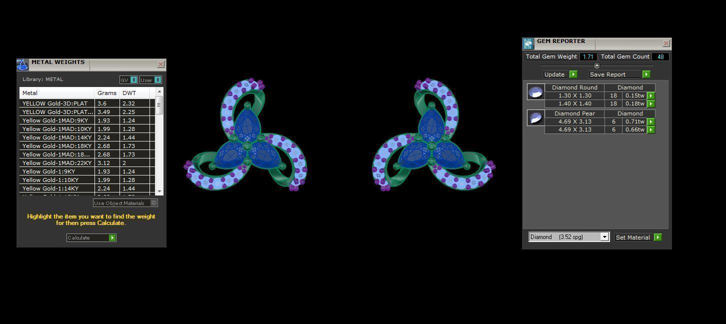 Flower Women Drop Earrings 3dm stl 3mf obj glb gltf render 3D print model_4