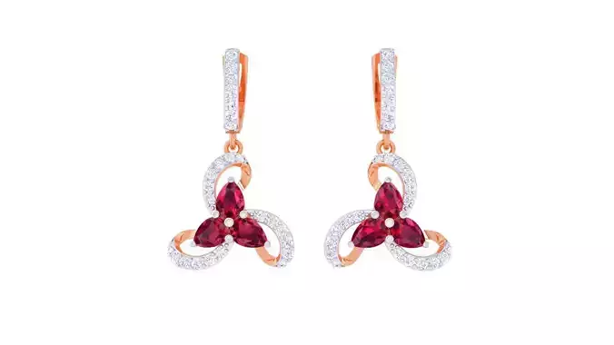 Flower Women Drop Earrings 3dm stl 3mf obj glb gltf render 3D print model
