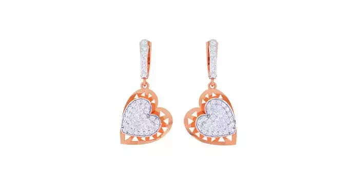 Heart Women Drop Earrings 3dm stl 3mf obj glb gltf render
