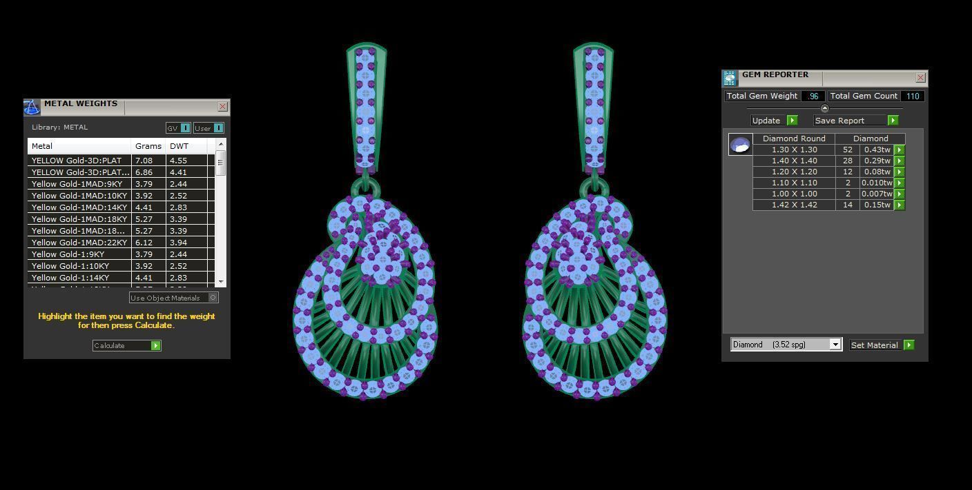 Women Drop Earrings 3dm stl 3mf obj glb gltf render details 3D print model_3