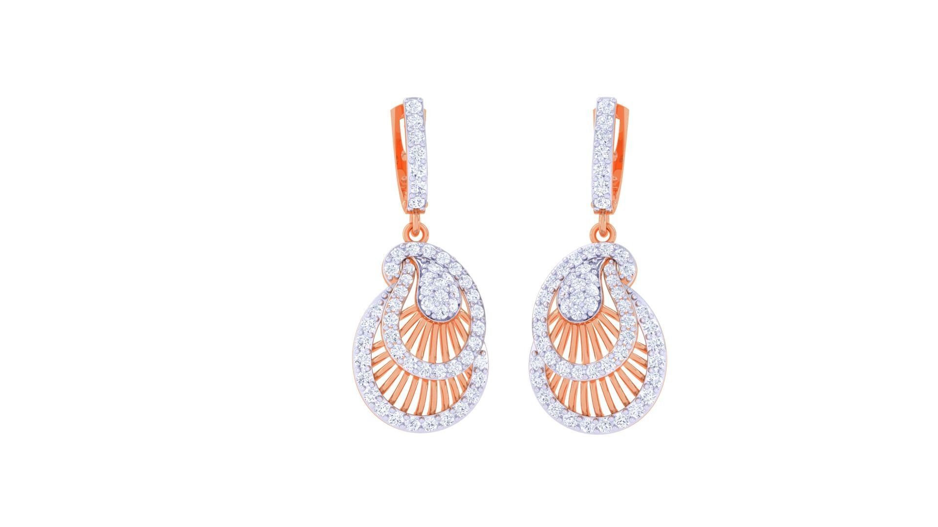 Women Drop Earrings 3dm stl 3mf obj glb gltf render details 3D print model_2