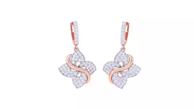 Flower Women Drop Earrings 3dm stl 3mf obj glb gltf render 3D print model