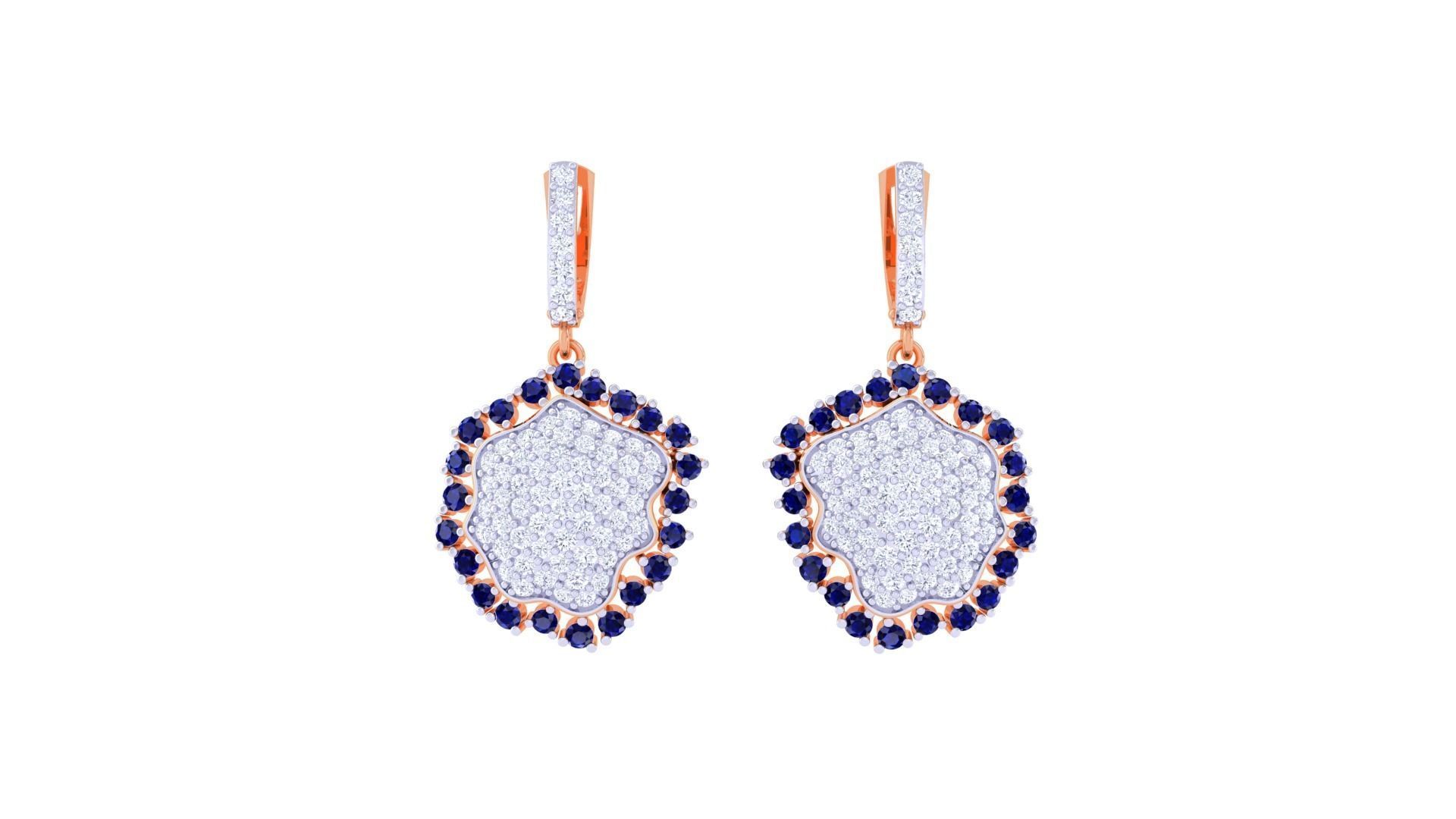 Diamond Head Women Drop Earrings 3dm stl 3mf obj glb gltf render 3D print model_7