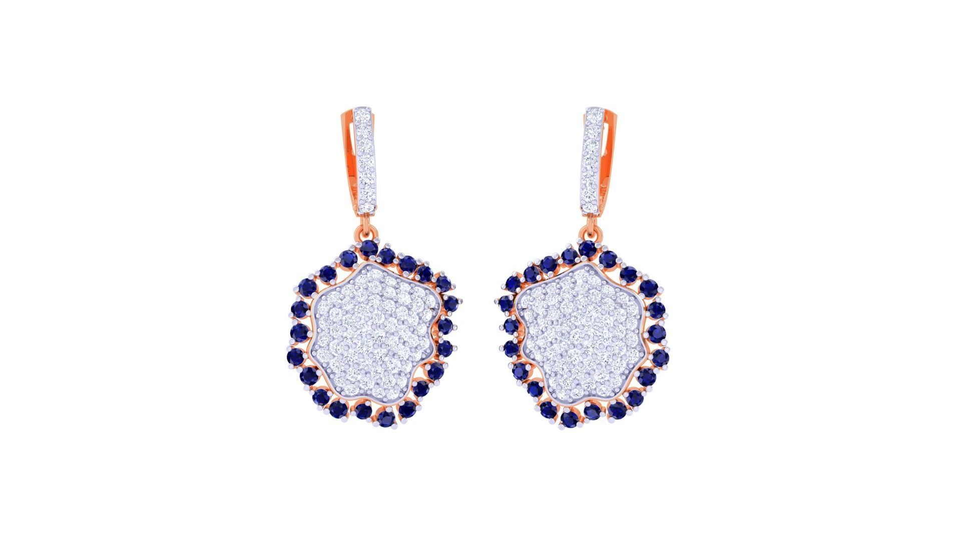 Diamond Head Women Drop Earrings 3dm stl 3mf obj glb gltf render 3D print model_3