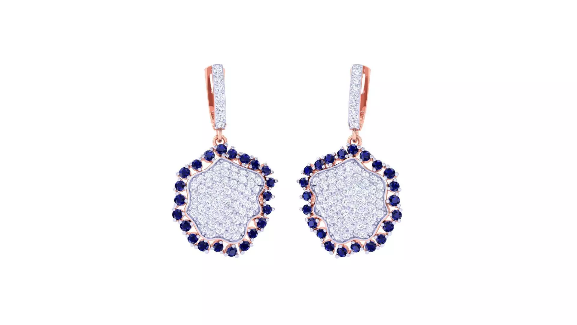 Diamond Head Women Drop Earrings 3dm stl 3mf obj glb gltf render 3D print model_0