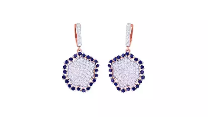 Diamond Head Women Drop Earrings 3dm stl 3mf obj glb gltf render 3D print model