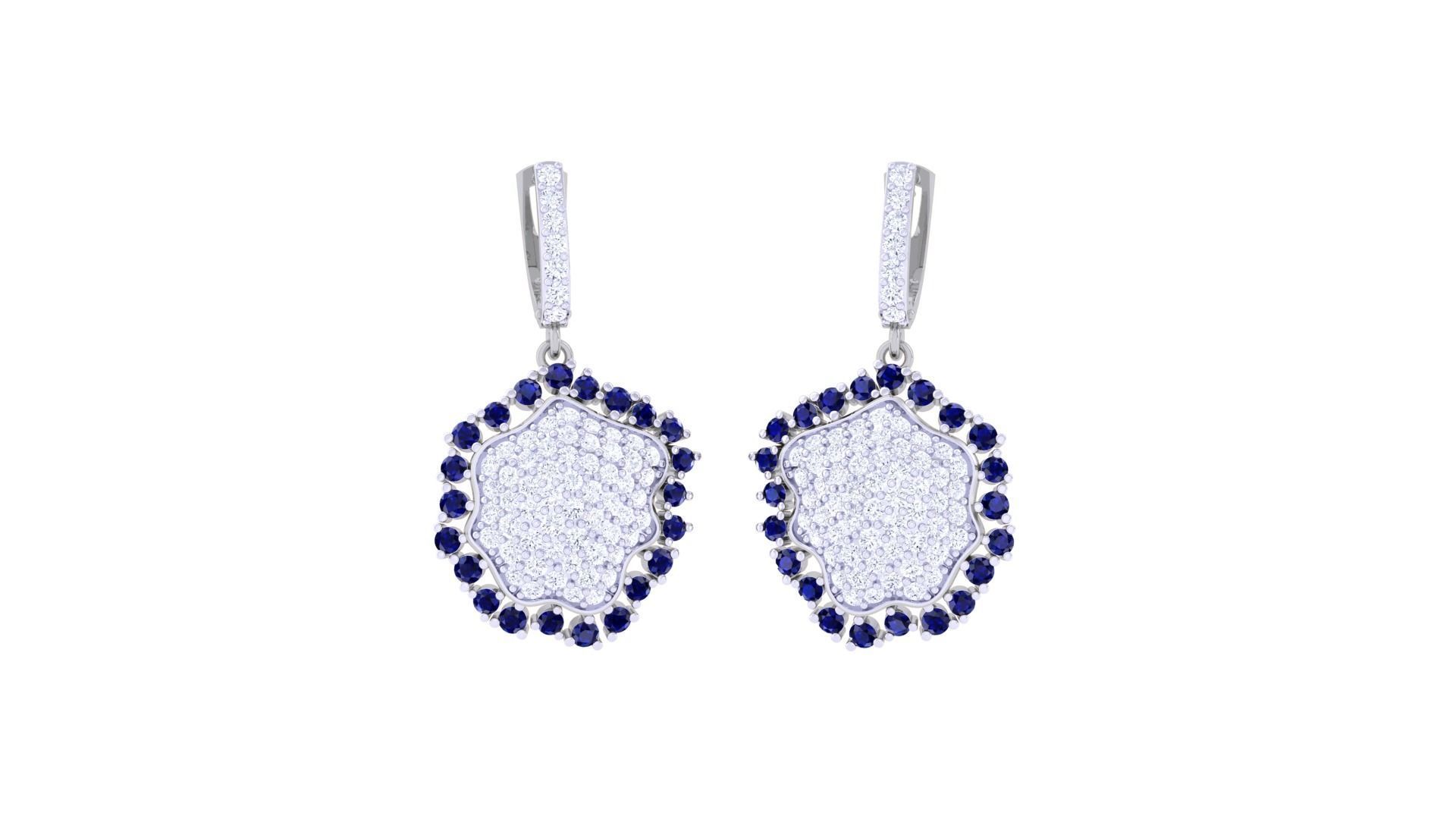 Diamond Head Women Drop Earrings 3dm stl 3mf obj glb gltf render 3D print model_2