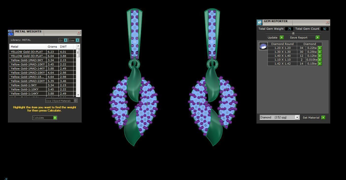 Women Drop Earrings 3dm stl 3mf obj glb gltf render details 3D print model_3